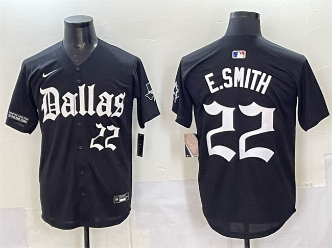 Men's Dallas Cowboys 22 Emmitt Smith Black 'Gothic Lone Star Edition' Limited Stitched Baseball Jersey
