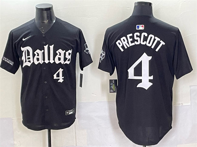 Men's Dallas Cowboys 4 Dak Prescott Black 'Gothic Lone Star Edition' Limited Stitched Baseball Jersey