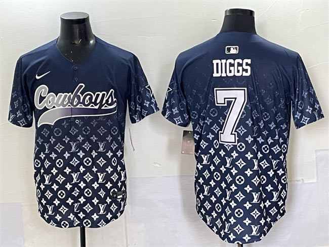 Men's Dallas Cowboys 7 Trevon Diggs Navy Limited Stitched Baseball Jersey