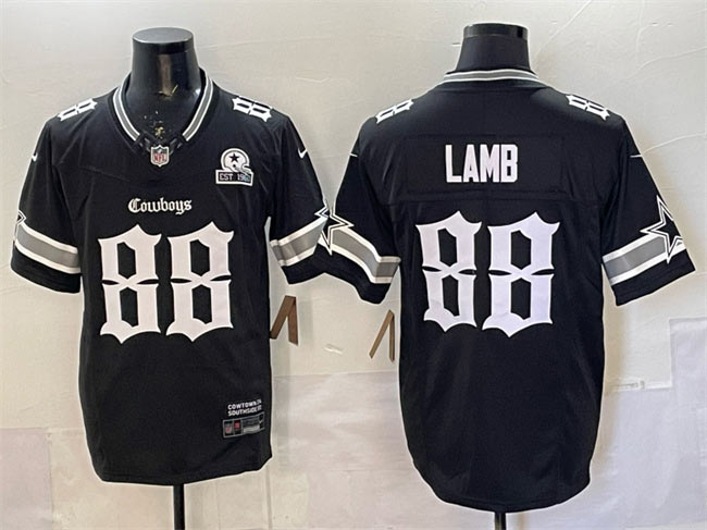 Men's Dallas Cowboys 88 CeeDee Lamb Black 2025 F.U.S.E. 'Gothic Lone Star Edition' With Established In 1960 Patch Vapor Limited Stitched Football Jersey