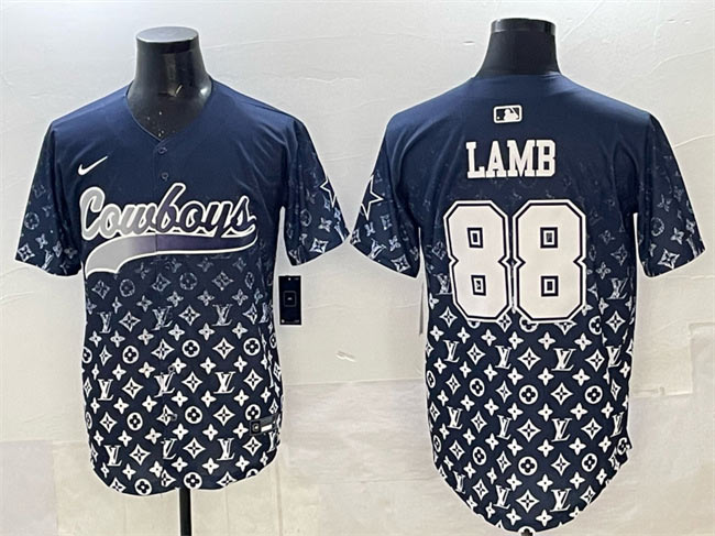 Men's Dallas Cowboys 88 CeeDee Lamb Navy Limited Stitched Baseball Jersey