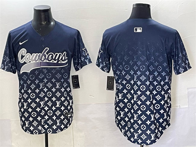 Men's Dallas Cowboys Blank Navy Limited Stitched Baseball Jersey