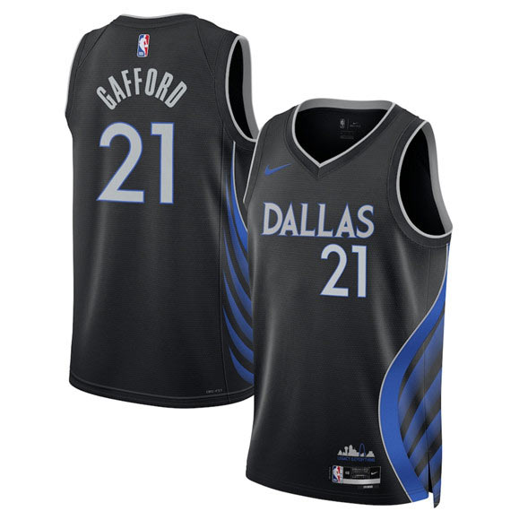 Men's Dallas Mavericks 21 Daniel Gafford Black 2025 26 City Edition Stitched Basketball Jersey