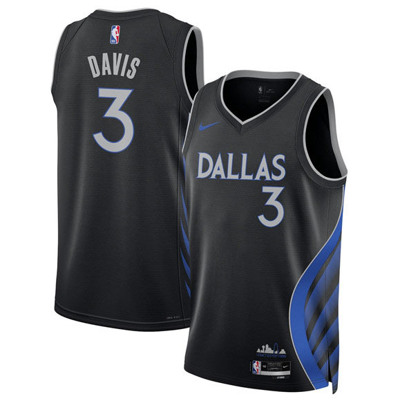 Men's Dallas Mavericks 3 Anthony Davis Black 2025 26 City Edition Stitched Basketball Jersey