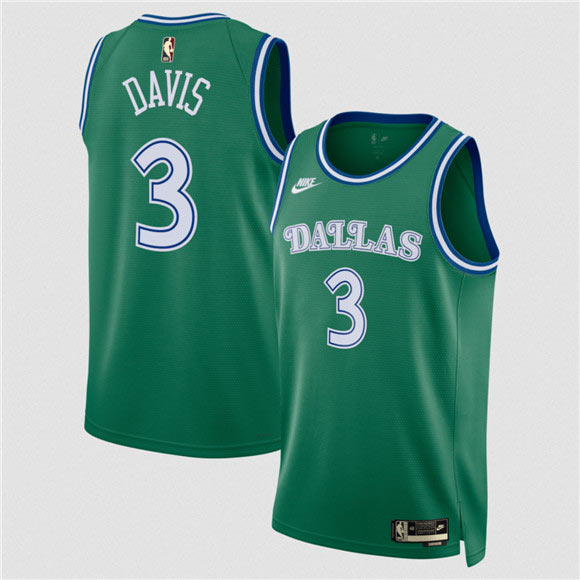 Men's Dallas Mavericks 3 Anthony Davis Green 2025 Classic Edition Stitched Basketball Jersey