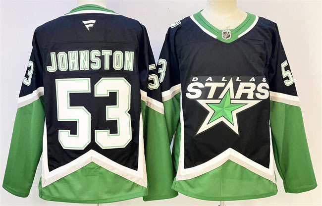 Men's Dallas Stars 53 Wyatt Johnston Black Authentic Jersey