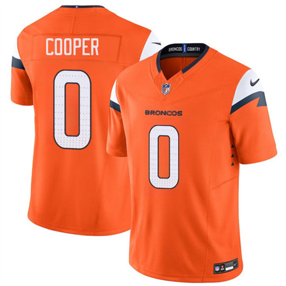 Men's Denver Broncos 0 Jonathon Cooper Orange 2025 F.U.S.E. Vapor Limited Football Stitched Jersey