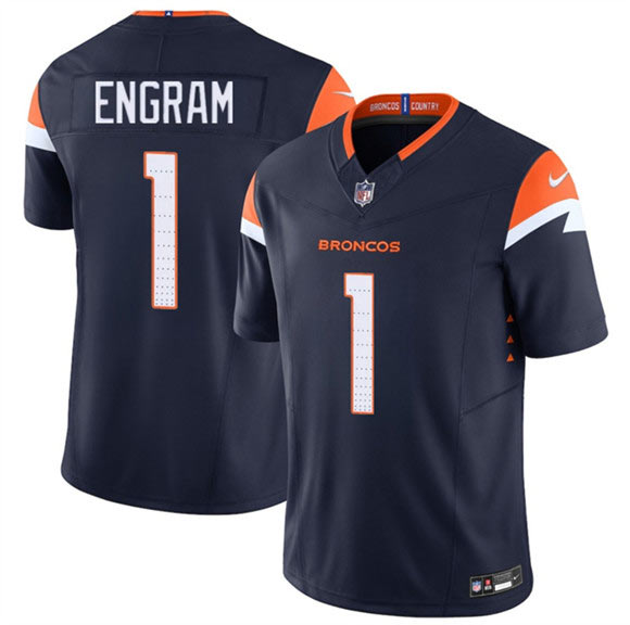 Men's Denver Broncos 1 Evan Engram Navy F.U.S.E. Vapor Limited Football Stitched Jersey