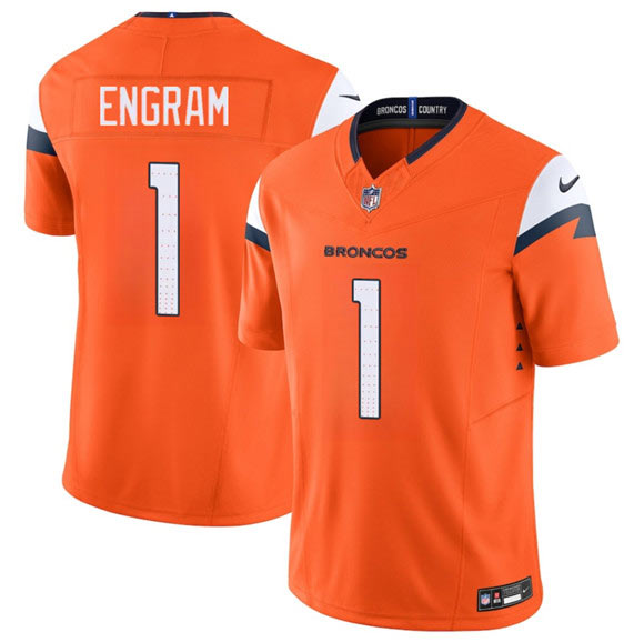 Men's Denver Broncos 1 Evan Engram Orange 2025 F.U.S.E. Vapor Limited Football Stitched Jersey