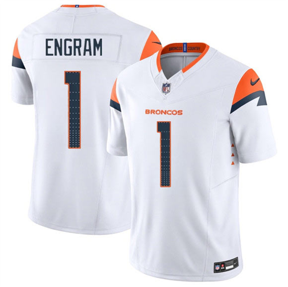 Men's Denver Broncos 1 Evan Engram White 2025 F.U.S.E. Vapor Limited Football Stitched Jersey