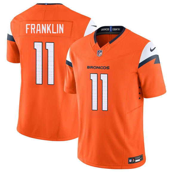 Men's Denver Broncos 11 Troy Franklin Orange 2025 F.U.S.E. Vapor Limited Football Stitched Jersey