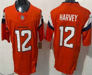 Men's Denver Broncos 12 Rj Harvey Limited Orange FUSE Vapor Jersey