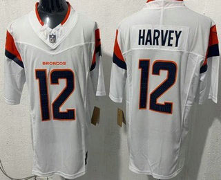 Men's Denver Broncos 12 Rj Harvey Limited White FUSE Vapor Jersey