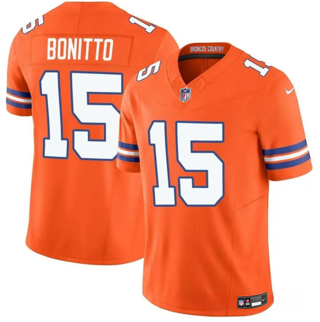 Men's Denver Broncos 15 Nik Bonitto Orange F.U.S.E. Mile High Collection 1977 Throwback Vapor Limited Football Stitched Jersey