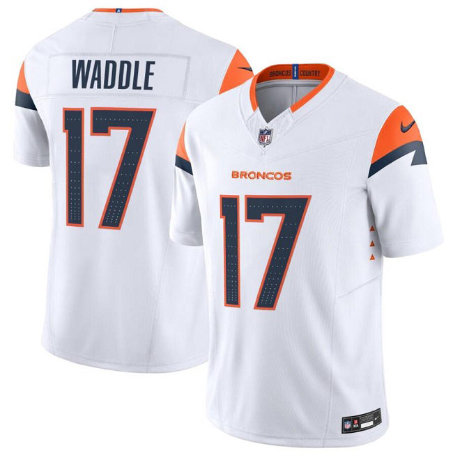 Men's Denver Broncos 17 Jaylen Waddle White 2026 F.U.S.E. Vapor Limited Stitched Football Jersey