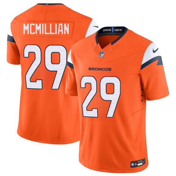 Men's Denver Broncos 29 Ja'Quan McMillan Orange 2025 F.U.S.E. Vapor Limited Football Stitched Jersey