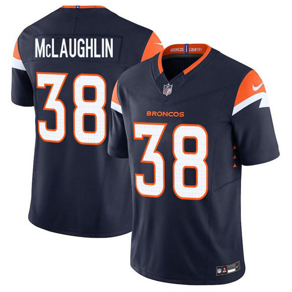 Men's Denver Broncos 38 Jaleel McLaughlin Navy F.U.S.E. Vapor Limited Football Stitched Jersey