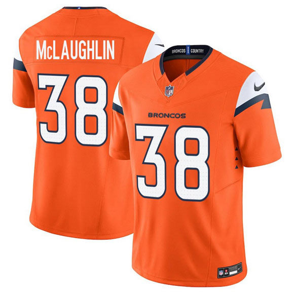 Men's Denver Broncos 38 Jaleel McLaughlin Orange 2025 F.U.S.E. Vapor Limited Football Stitched Jersey