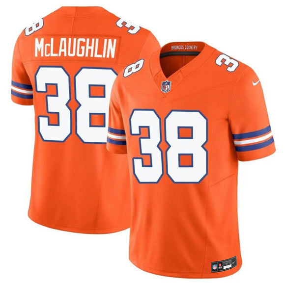 Men's Denver Broncos 38 Jaleel McLaughlin Orange F.U.S.E. Mile High Collection 1977 Throwback Vapor Limited Football Stitched Jersey