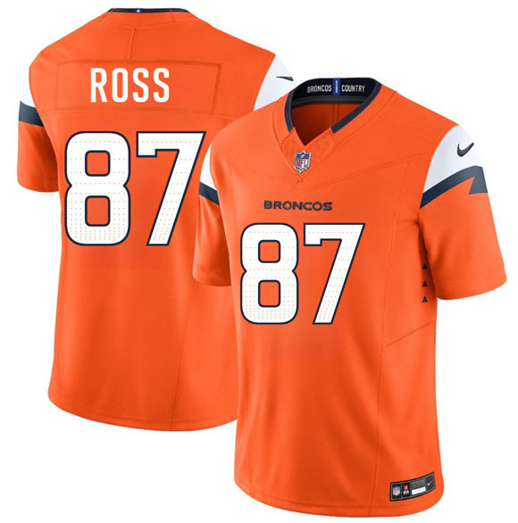 Men's Denver Broncos 87 Cam Ross Orange 2026 Draft F.U.S.E. Vapor Limited Football Stitched Jersey