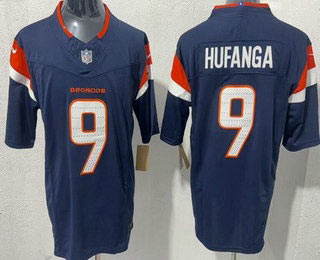 Men's Denver Broncos 9 Talanoa Hufanga Limited Navy FUSE Vapor Jersey