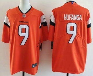 Men's Denver Broncos 9 Talanoa Hufanga Limited Orange Vapor Jersey