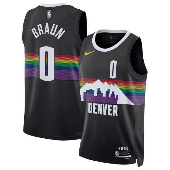 Men's Denver Nuggets 0 Christian Braun Black 2025 26 City Edition Stitched Basketball Jersey