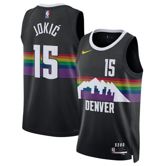 Men's Denver Nuggets 15 Nikola Joki Black 2025 26 City Edition Stitched Basketball Jersey