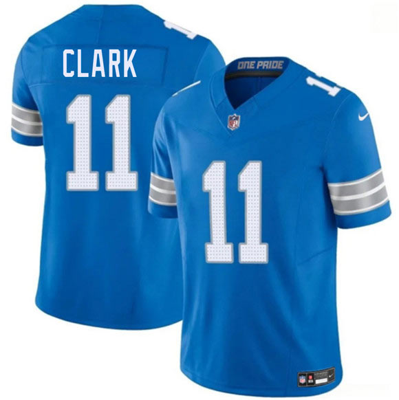 Men's Detroit Lions 11 Damone Clark Blue 2026 F.U.S.E. Vapor Limited Football Stitched Game Jersey