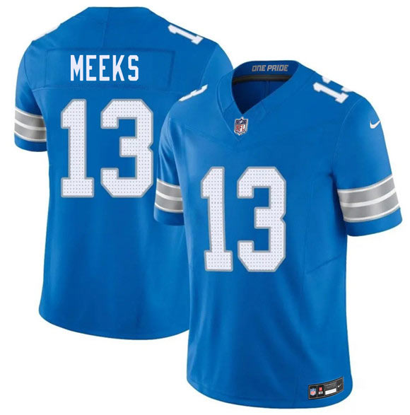 Men's Detroit Lions 13 Jackson Meeks Blue 2026 F.U.S.E. Vapor Limited Football Stitched Game Jersey