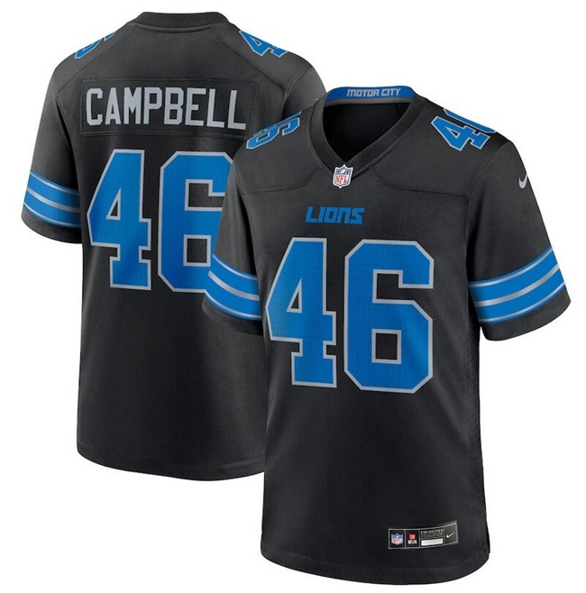 Men's Detroit Lions 46 Jack Campbell Black 2nd Alternate Vapor Limited Football Stitched Game Jersey