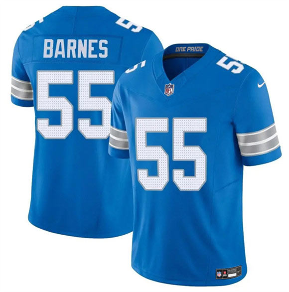 Men's Detroit Lions 55 Derrick Barnes Blue 2025 F.U.S.E. Vapor Limited Football Stitched Game Jersey