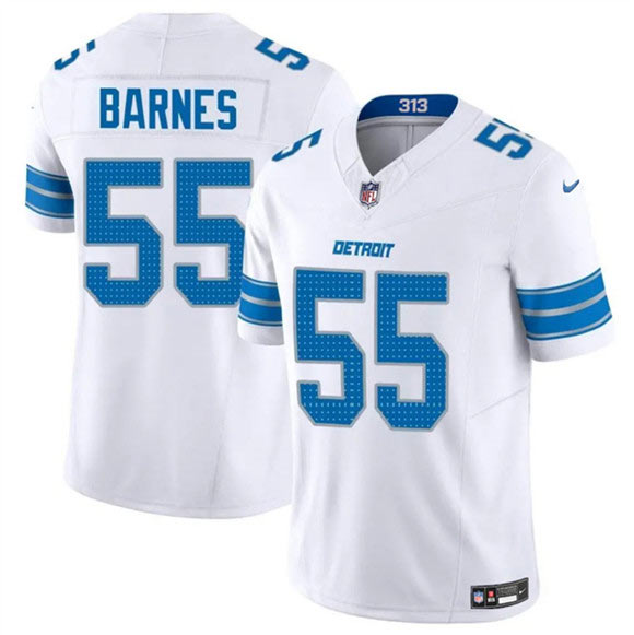 Men's Detroit Lions 55 Derrick Barnes White 2025 F.U.S.E. Vapor Limited Football Stitched Game Jersey
