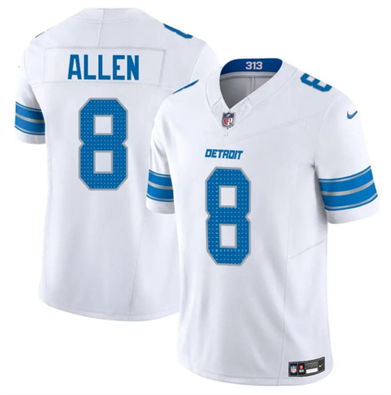 Men's Detroit Lions 8 Kyle Allen White 2025 F.U.S.E. Vapor Limited Football Stitched Jersey