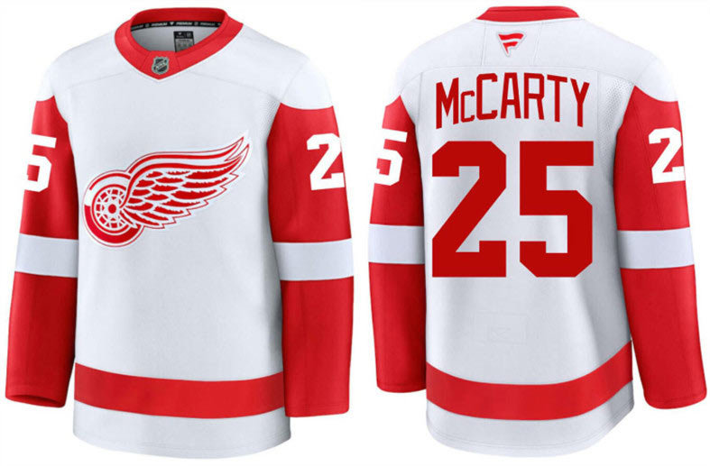 Men's Detroit Red Wings 25 Darren McCarty White 2024 Road Stitched Hockey Jersey