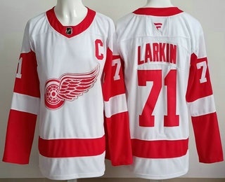 Men's Detroit Red Wings 71 Dylan Larkin White Authentic Jersey