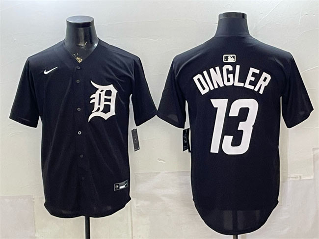Men's Detroit Tigers 13 Dillon Dingler Black Limited Stitched Baseball Jersey