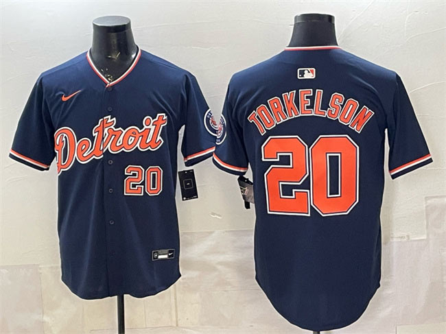 Men's Detroit Tigers 20 Spencer Torkelson Navy 2026 Alternate Vapor Premier Limited Stitched Baseball Jersey