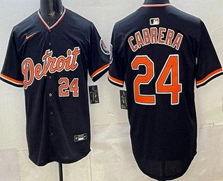 Men's Detroit Tigers 24 Miguel Cabrera Navy Limited Jersey