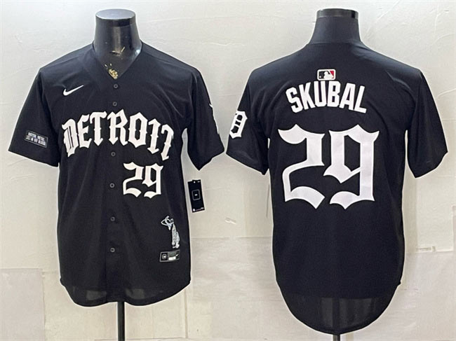 Men's Detroit Tigers 29 Tarik Skubal 2026 Black 'Motor Gothic Edition' Vapor Premier Limited Stitched Baseball Jersey
