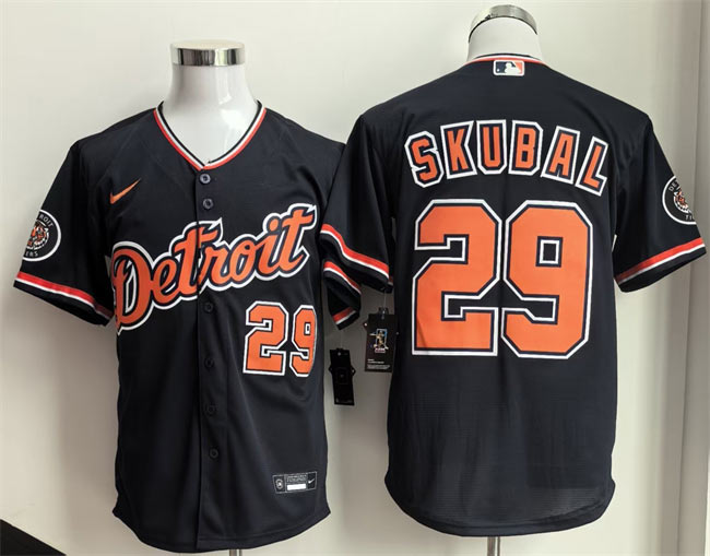 Men's Detroit Tigers 29 Tarik Skubal 2026 Navy Alternate Stitched Baseball Jersey