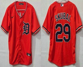 Men's Detroit Tigers 29 Tarik Skubal Orange Cool Base Jersey