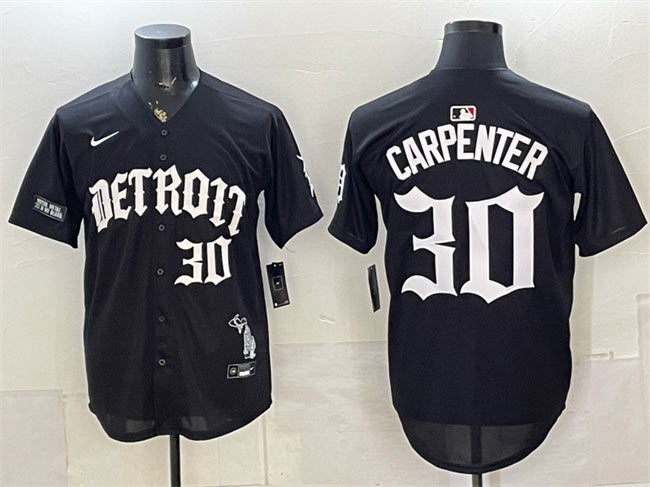 Men's Detroit Tigers 30 Kerry Carpenter 2026 Black 'Motor Gothic Edition' Vapor Premier Limited Stitched Baseball Jersey