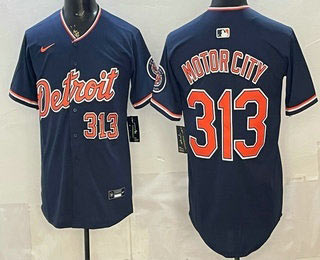 Men's Detroit Tigers 313 Motor City Navy 2026 Alternate Vapor Premier Limited Stitched Baseball Jersey