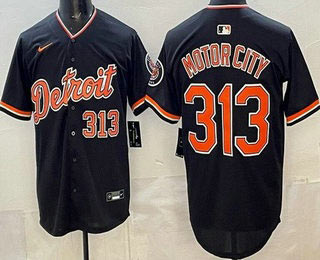 Men's Detroit Tigers 313 Motor City Navy Limited Jersey