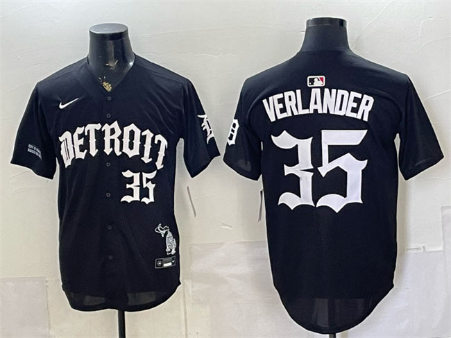 Men's Detroit Tigers 35 Justin Verlander 2026 Black 'Motor Gothic Edition' Vapor Premier Limited Stitched Baseball Jersey