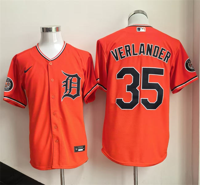 Men's Detroit Tigers 35 Justin Verlander Orange 2026 Cool Base Stitched Baseball Jersey