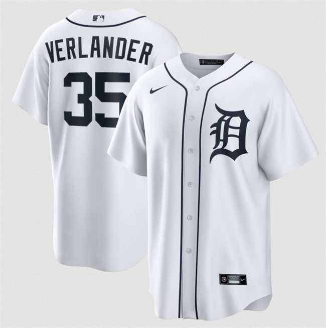 Men's Detroit Tigers 35 Justin Verlander White 2026 Cool Base Stitched Baseball Jersey