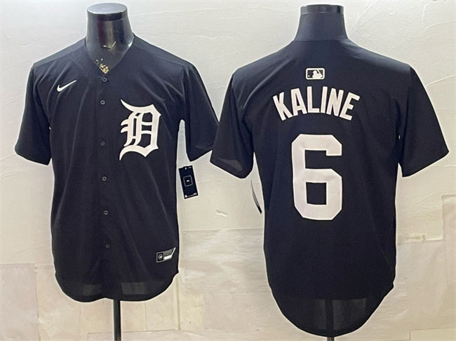Men's Detroit Tigers 6 Al Kaline Black Limited Stitched Baseball Jersey