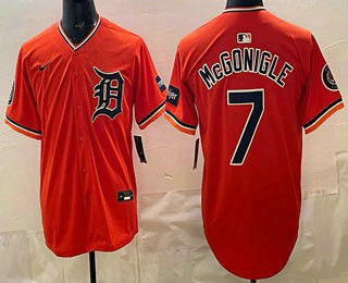 Men's Detroit Tigers 7 Kevin McGonigle Orange Limited Jersey